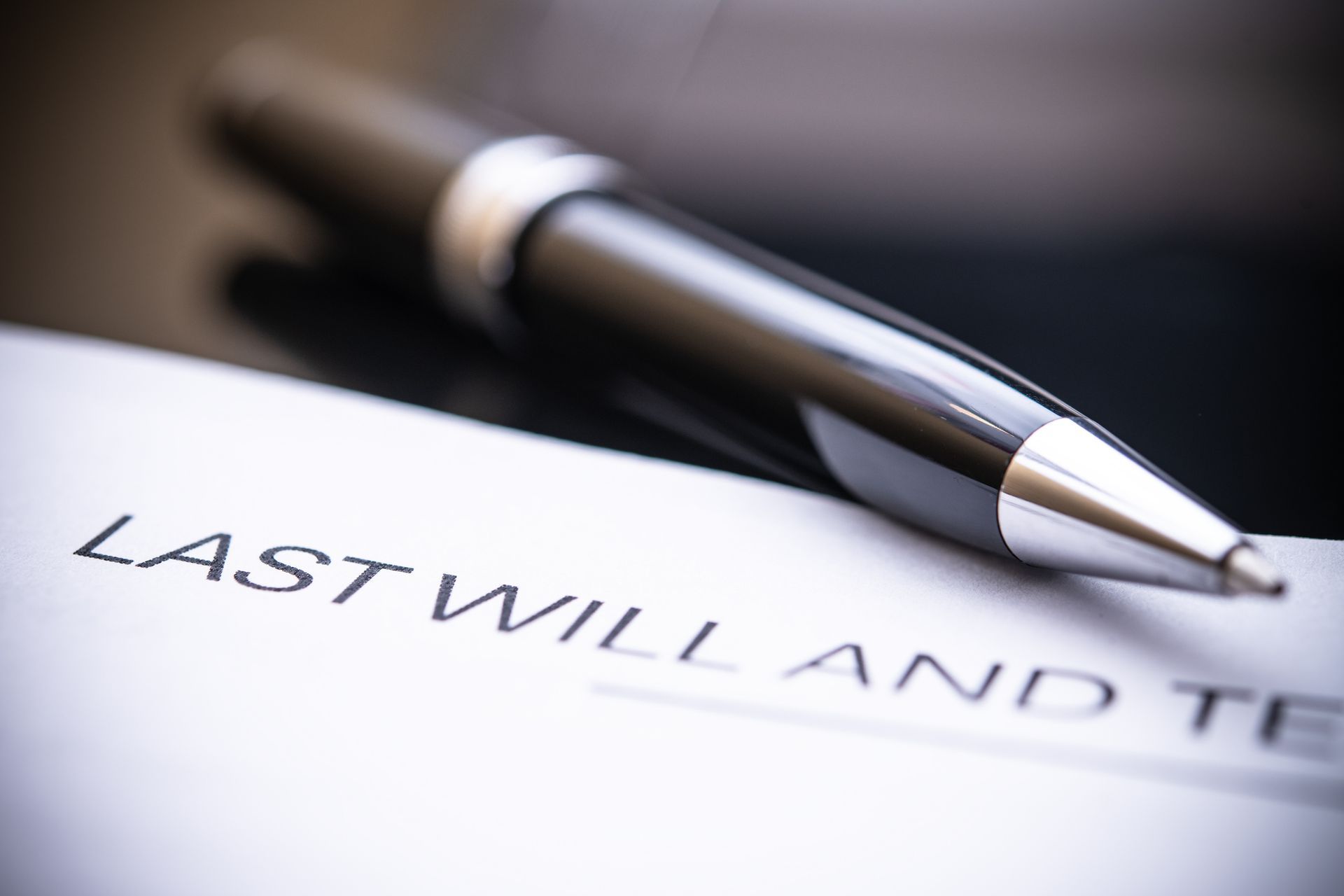 A close-up view of a last will and testament document.