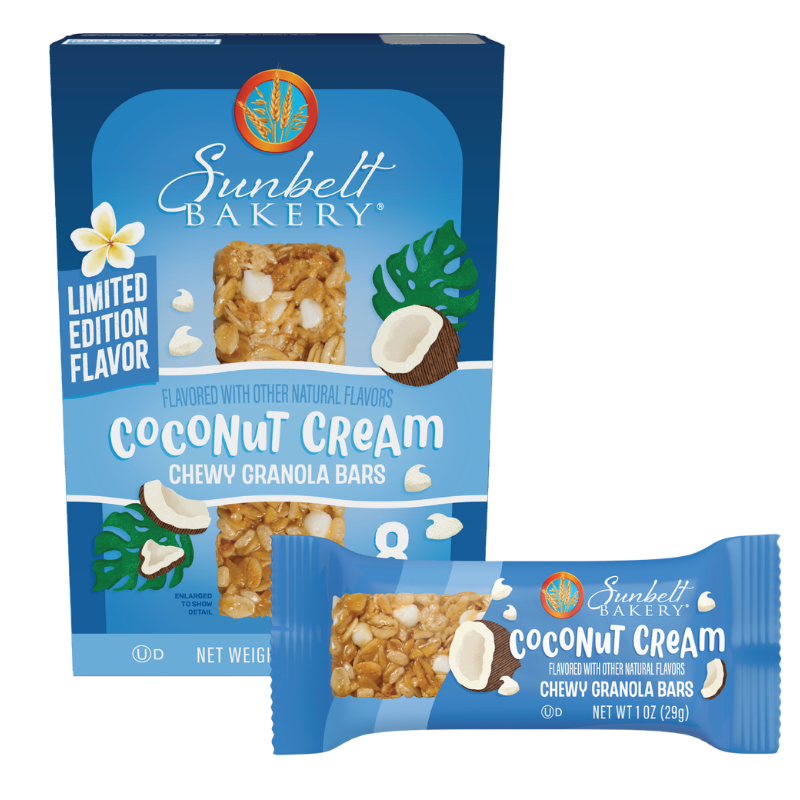 carton of coconut cream chewy granola bars with wrap