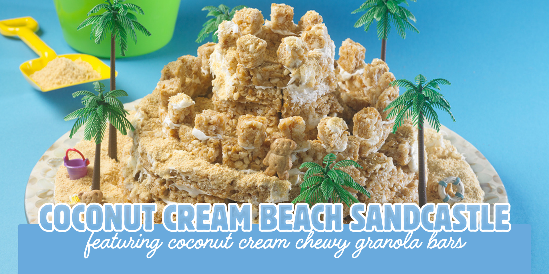 header image of coconut cream beach sandcastle recipe