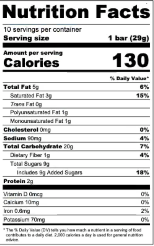 peanut butter chocolate chip nutrition facts