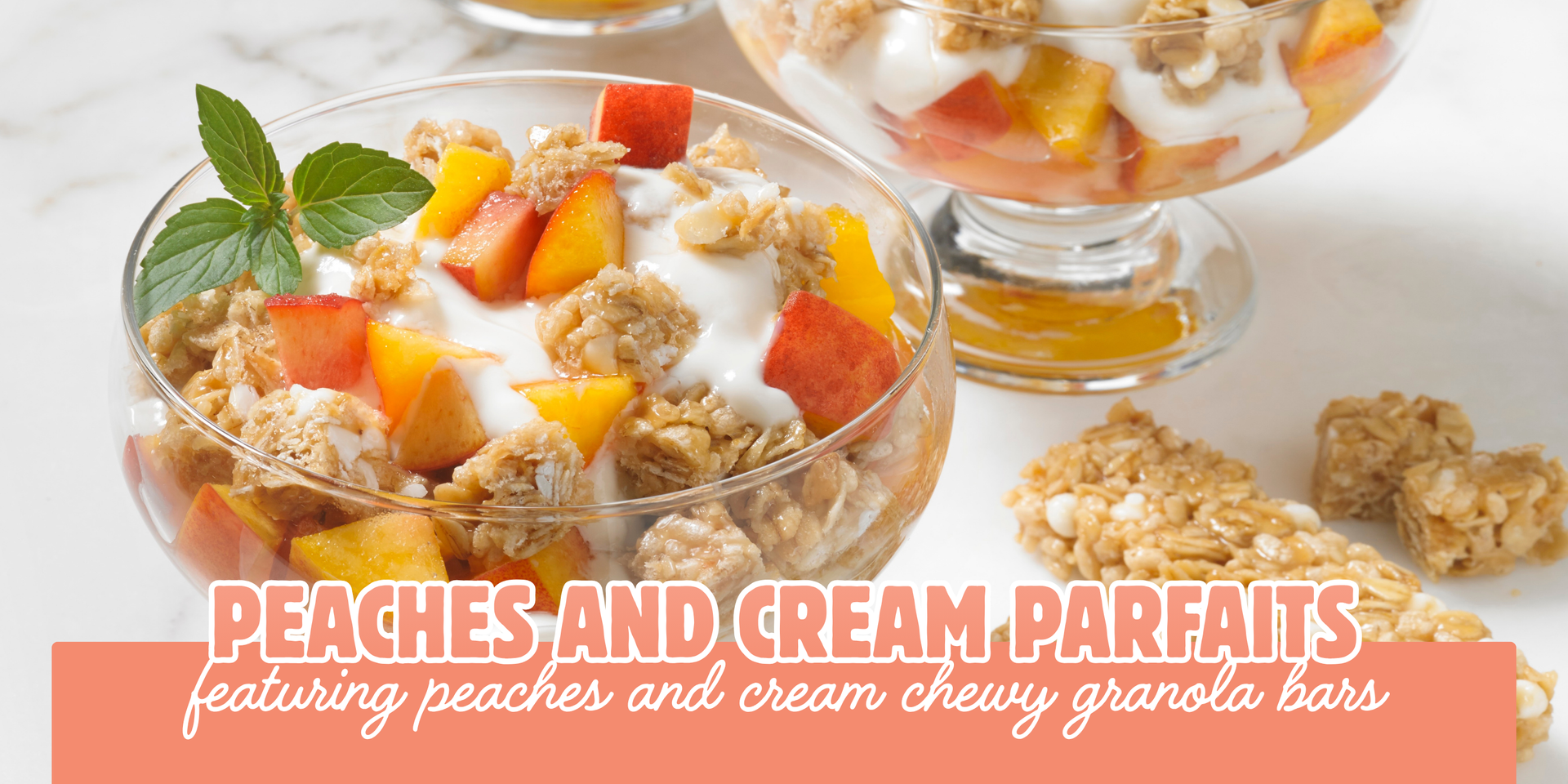 header image of peaches and cream parfaits recipe