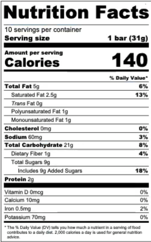peanut butter chip nutrition facts