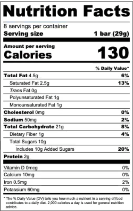 peppermint chocolate chip nutrition facts