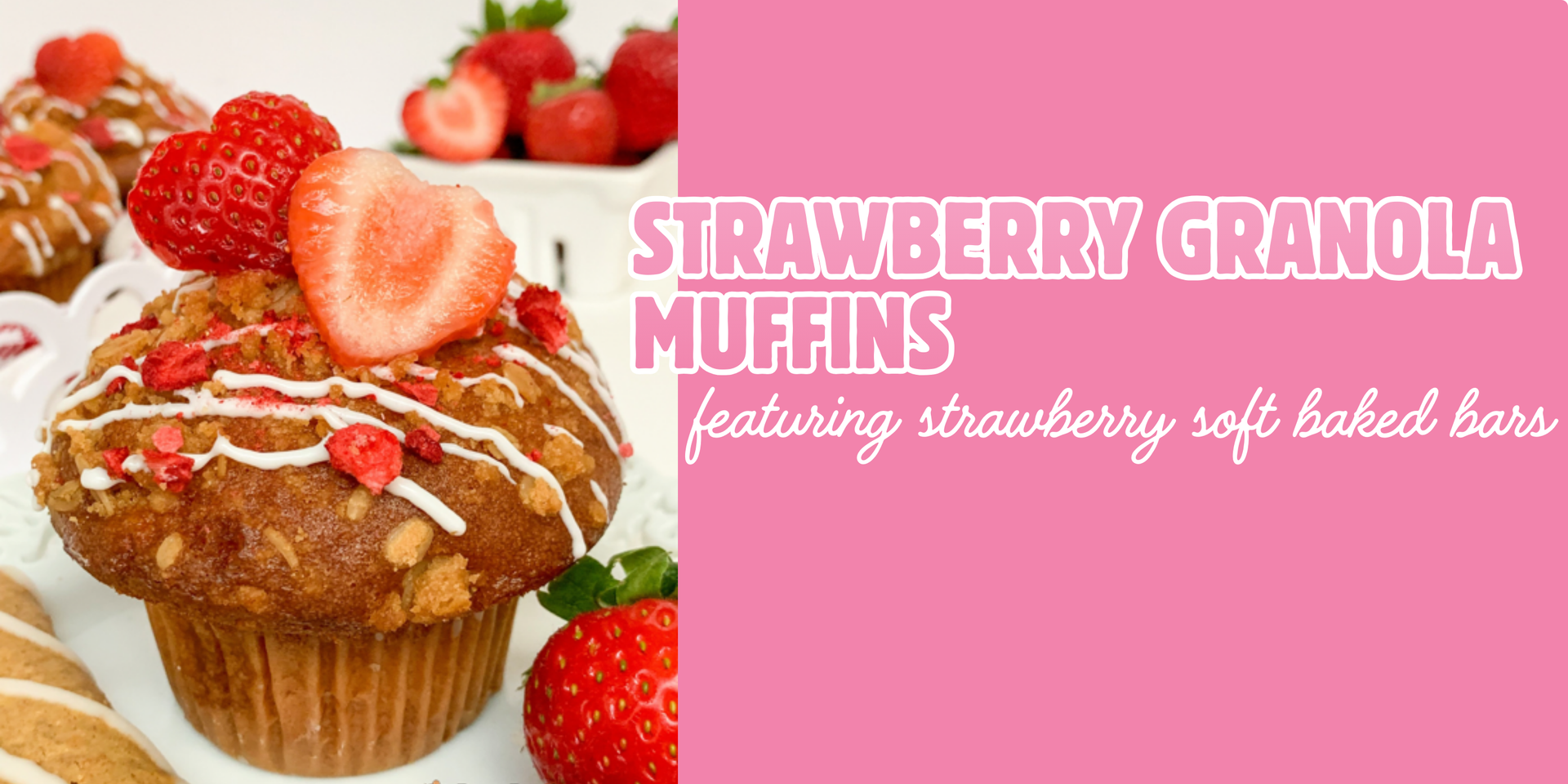 header image of strawberry granola muffins