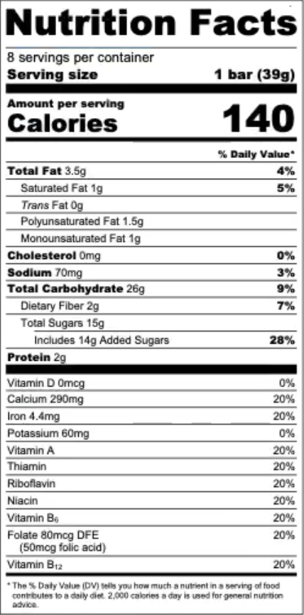 strawberry soft baked bars nutrition facts