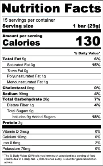 peanut butter chocolate chip nutrition facts