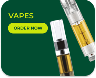 Green ad with two vape cartridges and the text 