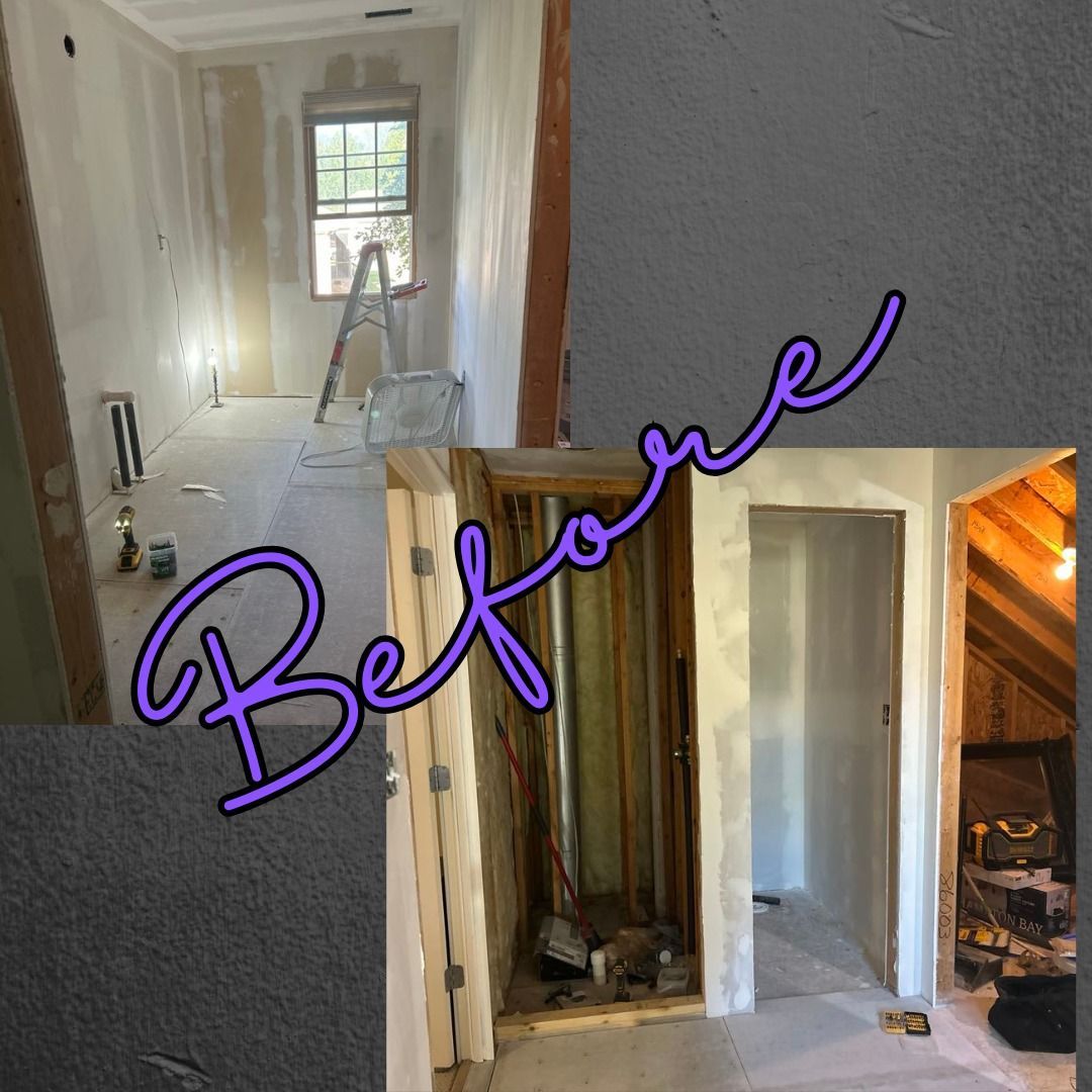 A before and after photo of a room being remodeled