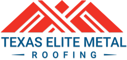 The logo for texas elite metal roofing is shown