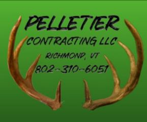 Pelletier Contracting LLC logo with a hammer and building icon. Dark blue text, orange accents.