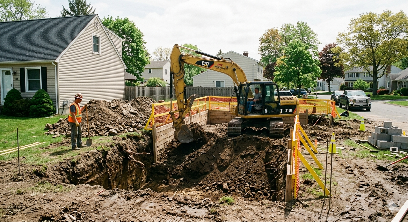 A man is kneeling on the floor applying tile adhesive.