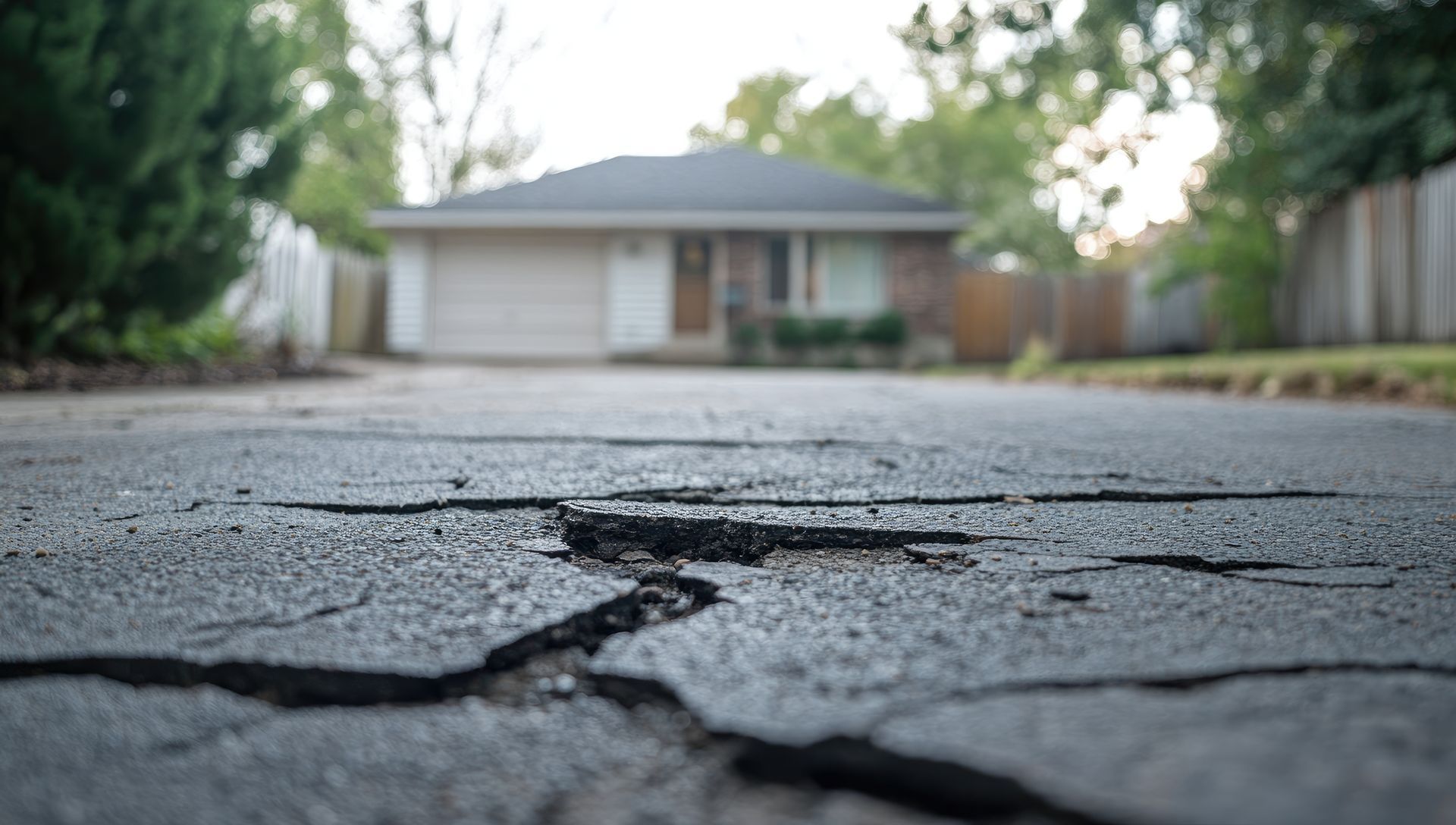 Cracked Asphalt Driveway