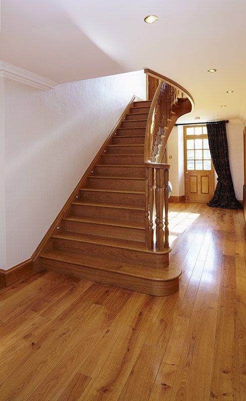 Polished wooden staircase