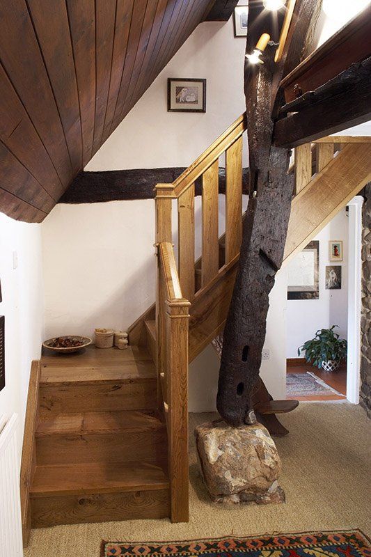 Wooden staircase and beams