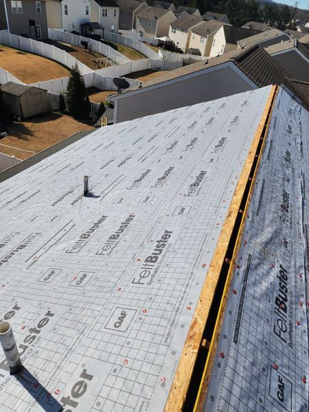 Rooftop with white underlayment