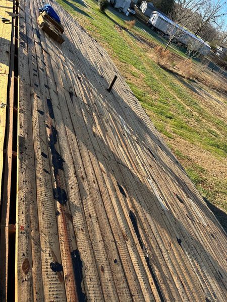 View of a weathered wooden roof