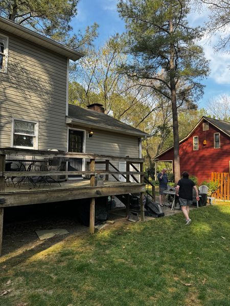 Backyard scene with a house