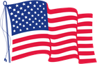 An american flag is waving in the wind on a white background