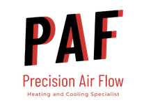 A logo for paf precision air flow heating and cooling specialist
