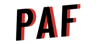 The word paf is written in black and red on a white background.