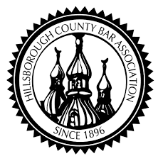 A black and white logo for the Hillsborough County Bar Association.
