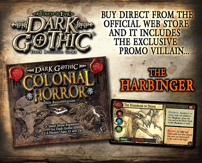 The board game Dark Gothic with Colonial Horror by Flying Frog Productions