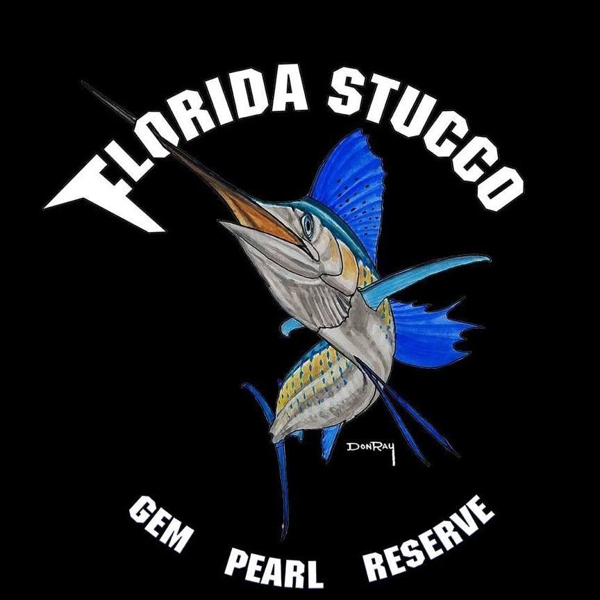 A florida stucco gem pearl reserve logo with a marlin
