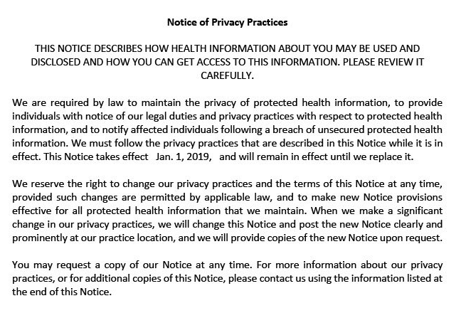 Notice of Privacy Practices — Margate, FL — Crescent Dental
