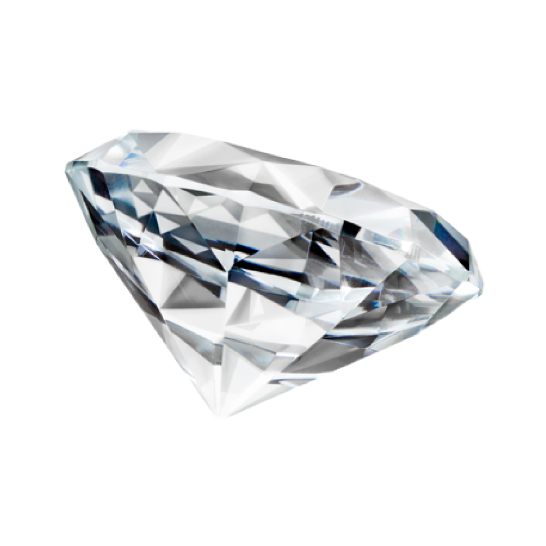 Angled view of a diamond representing carat size and depth
