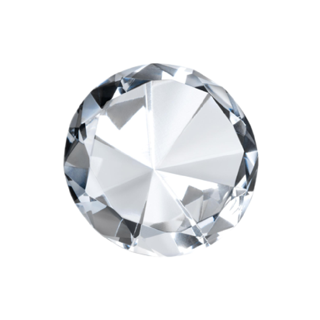 Round brilliant-cut diamond viewed from above showing clarity characteristics