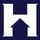 A white letter h is on a blue background.