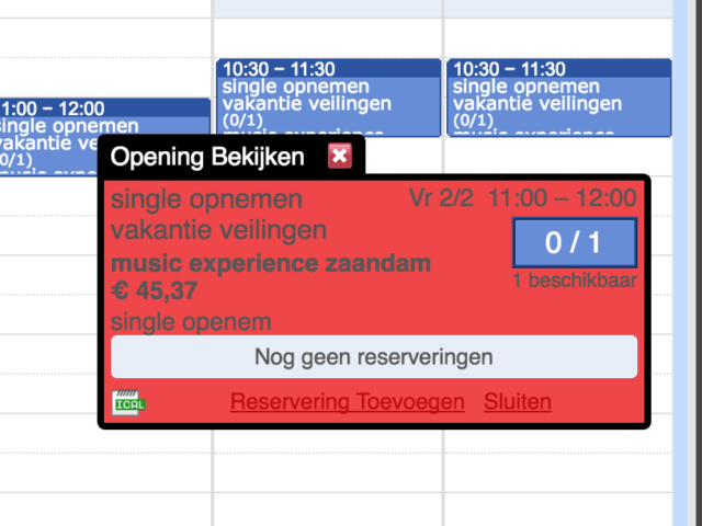 Een screenshot van een agenda met de tekst 'Openen bekijken'