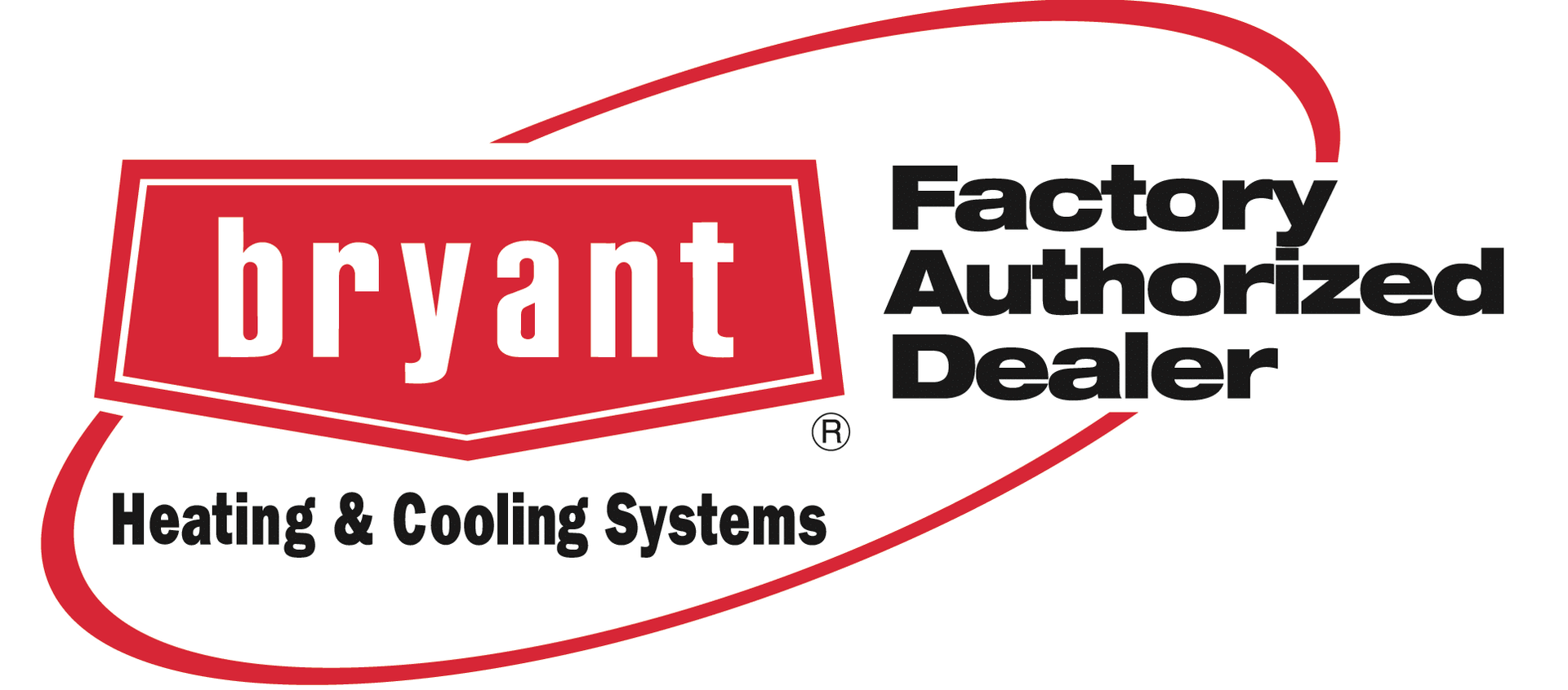 Bryant Heating & Cooling logo with red and white text, and a red curved outline around it.