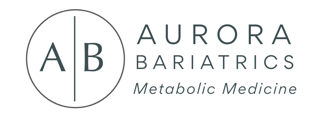 The logo for aurora bariatrics is a black and white logo.