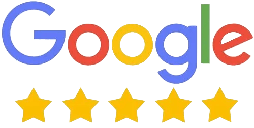 A google logo with five stars on it.