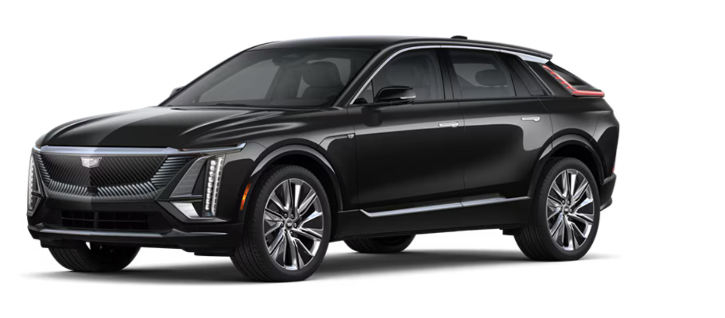 A black cadillac escalade is shown on a white background.