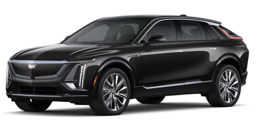 A black cadillac escalade is shown on a white background.