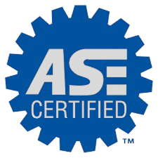 ASE Certified logo: Blue gear with