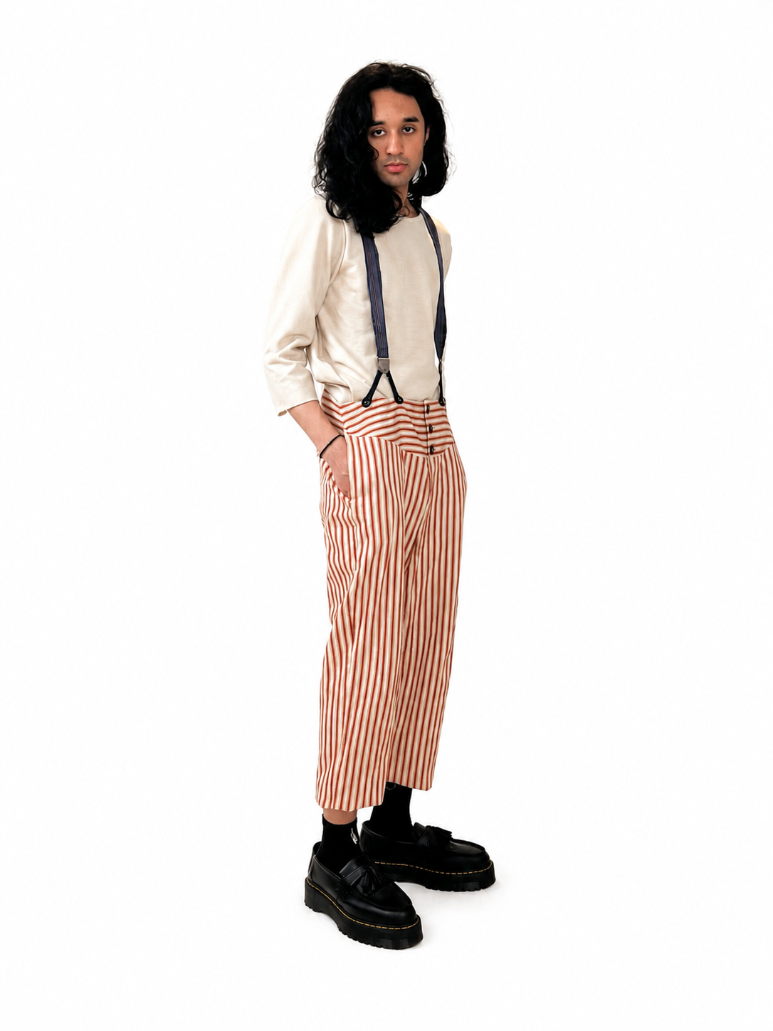 Red striped trousers