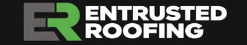 The Entrusted Roofing logo featuring a gray "E" and green "R" icon next to the white text "ENTRUSTED ROOFING."