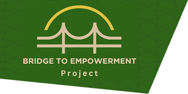 Logo for Bridge to Empowerment Project: bridge graphic with text on a green background.