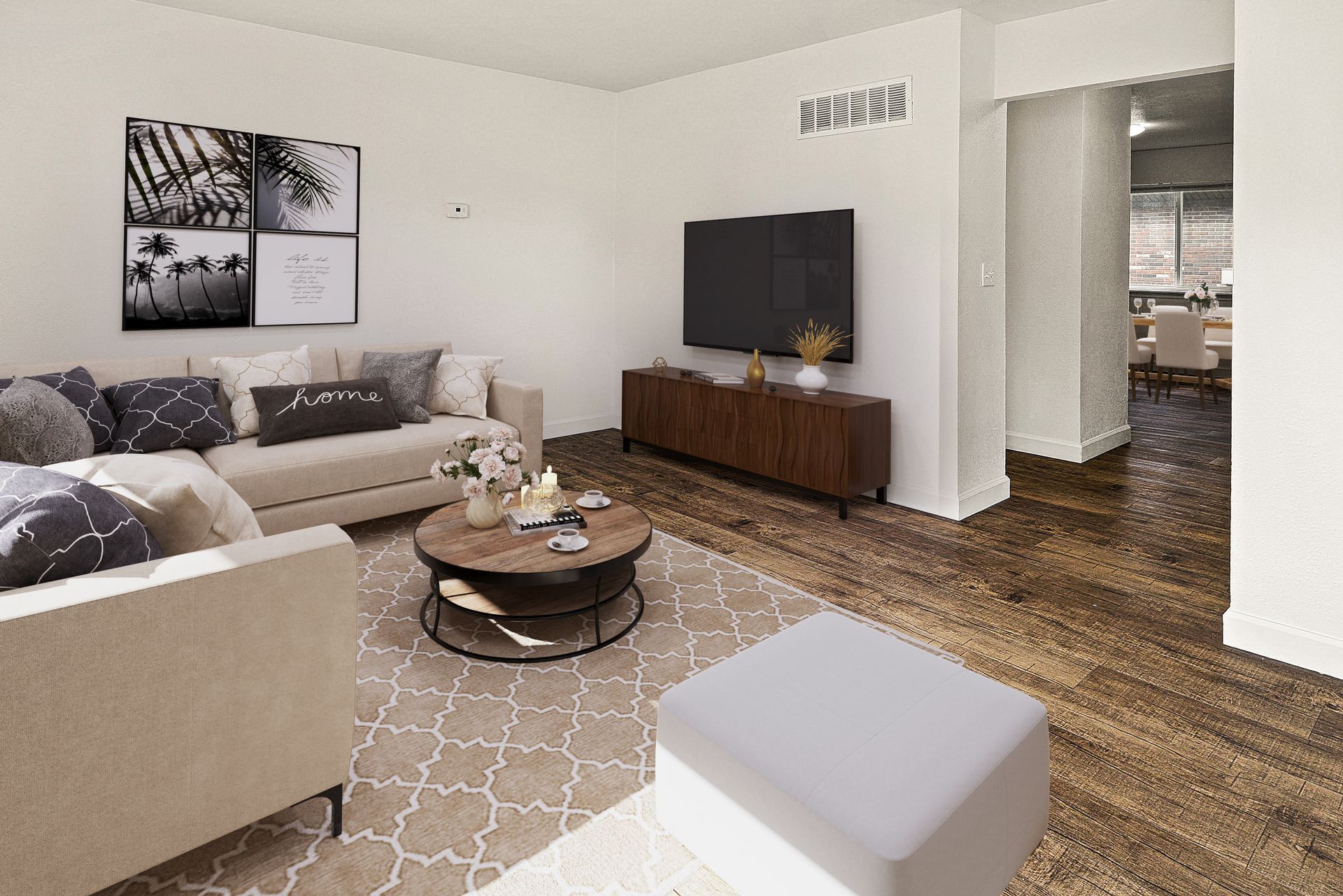 townhome living room staged