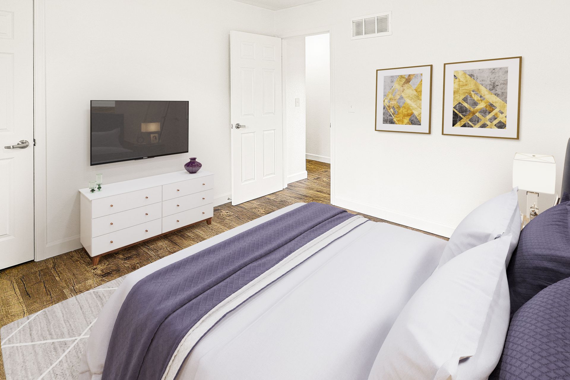 townhome bedroom staged