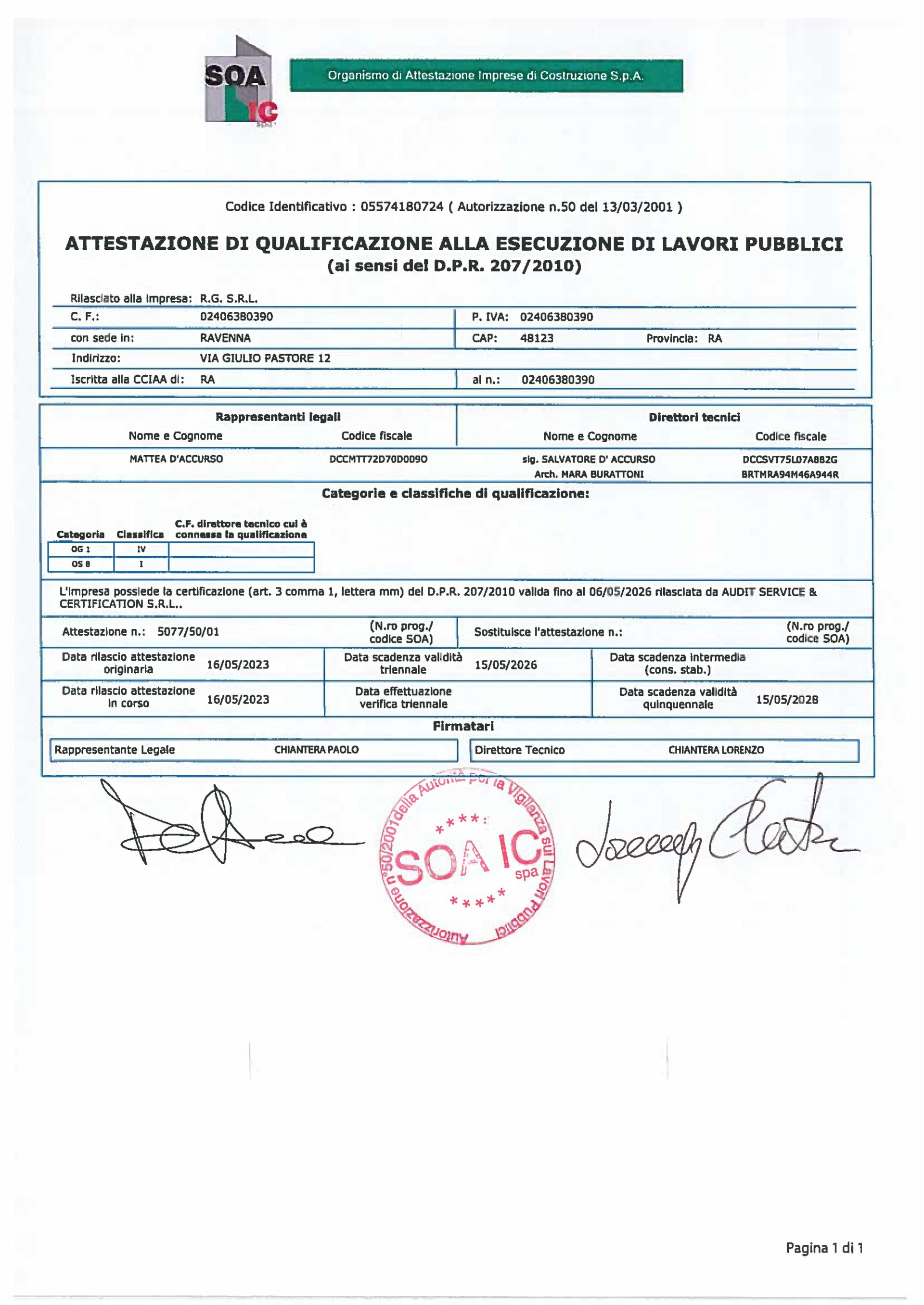 certificato soa