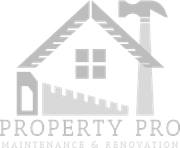 Logo for Property Pro: house shape with hammer and saw; gray. 