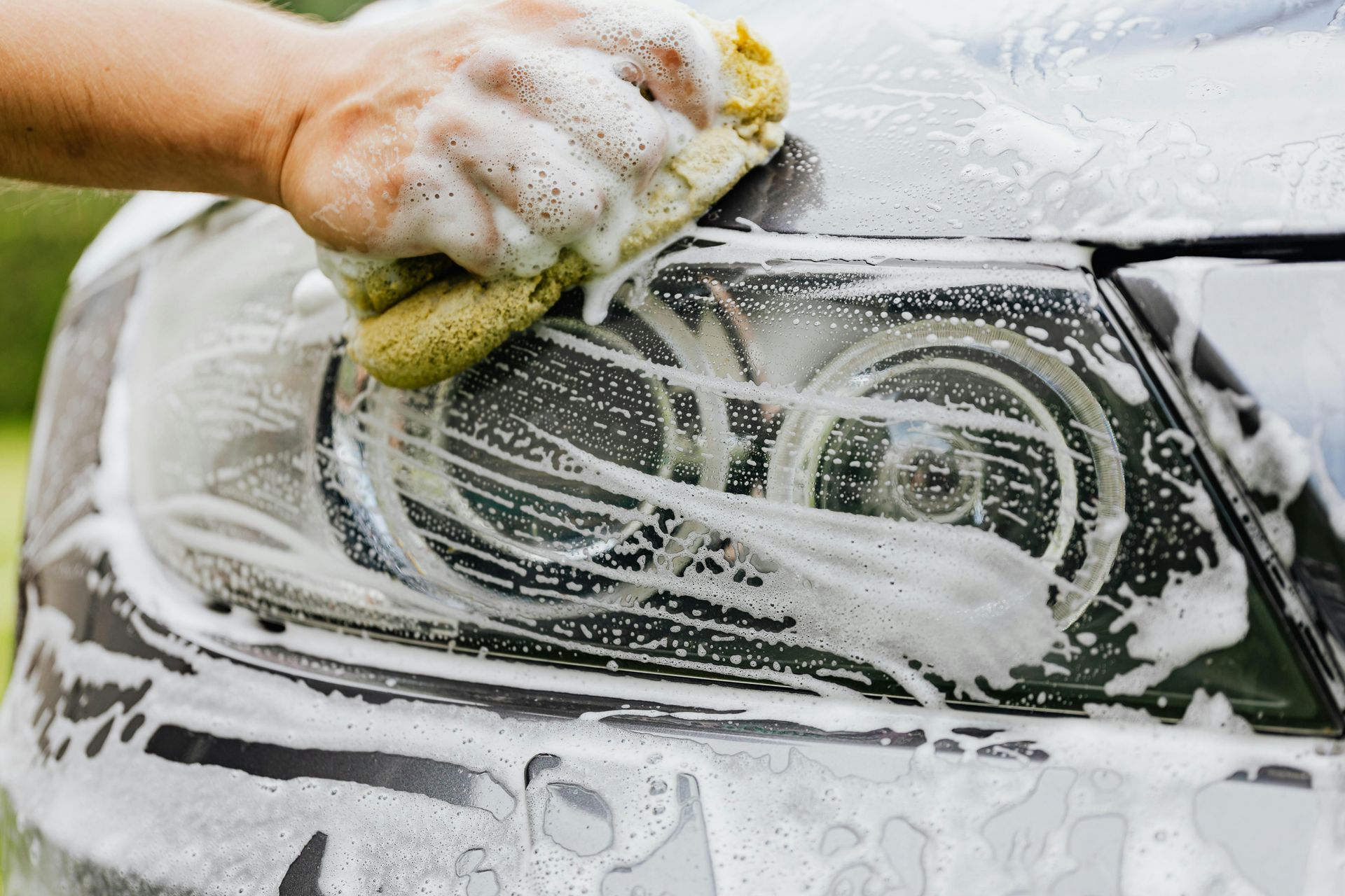 Washing headlights