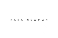 The logo for kara newman is on a white background.