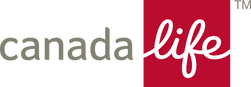 The logo for canada life is red and white and has a tm on it.