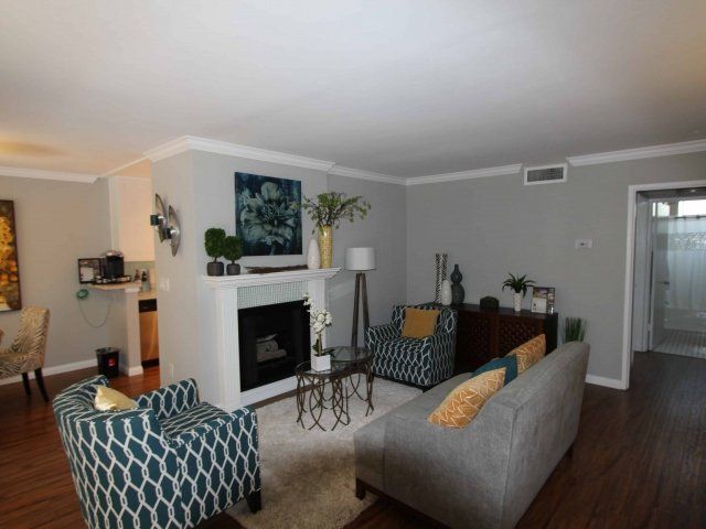 Staged unit living room Premier on Burbank