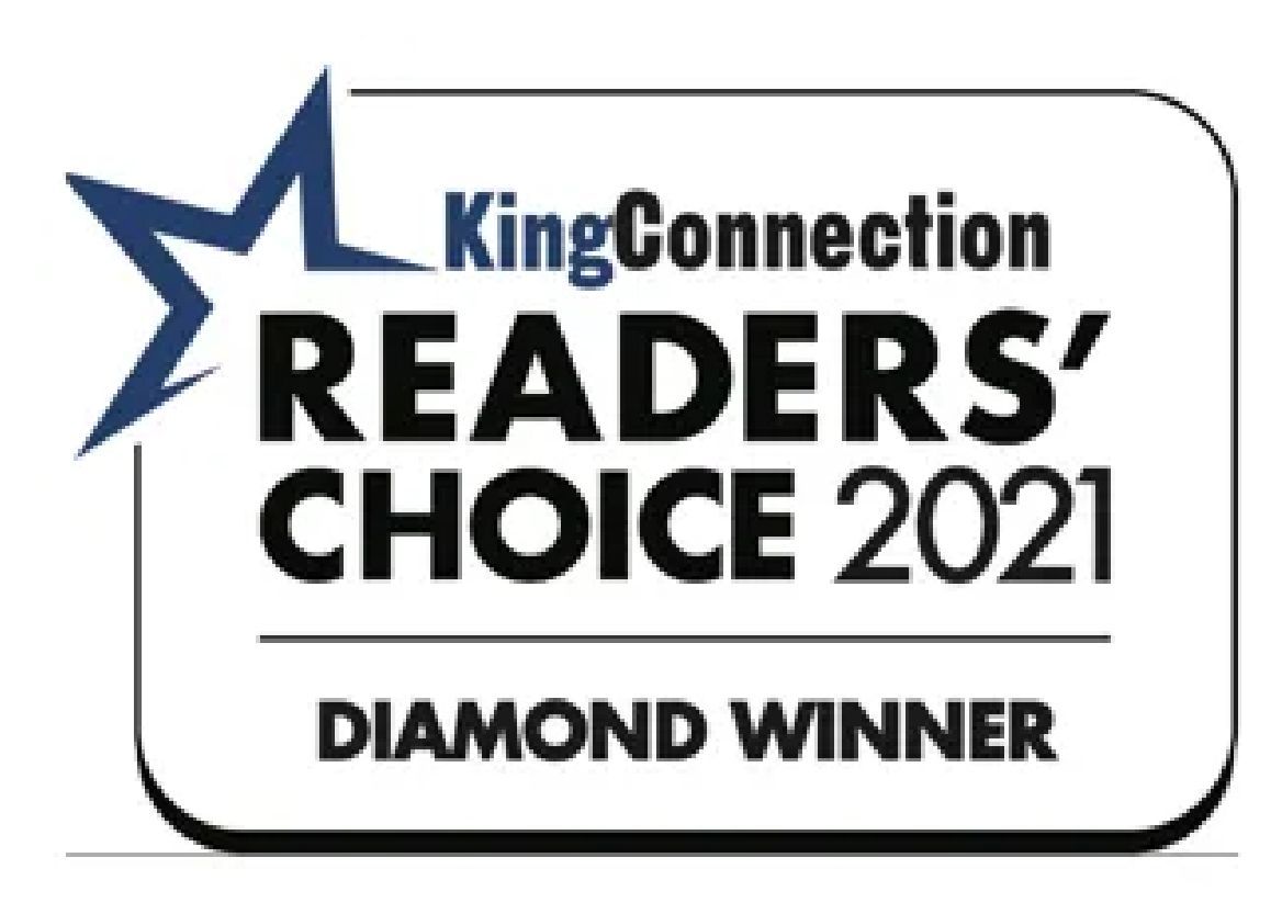 KingConnection Readers' Choice 2021 Diamond Winner badge. Dark blue star, black text on a white background.